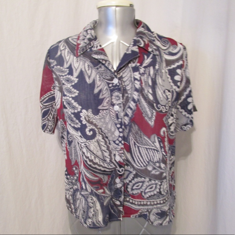 Alfred Dunner Petite Paisley Blouse 14P
